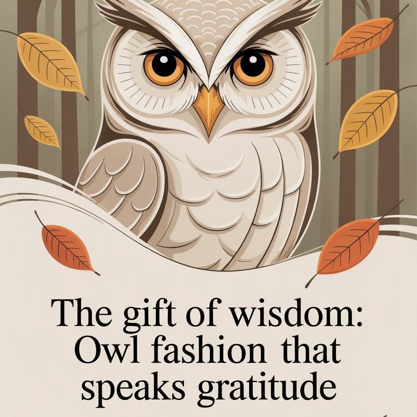 Owl embroidered eco hoodie folded beside autumn decor