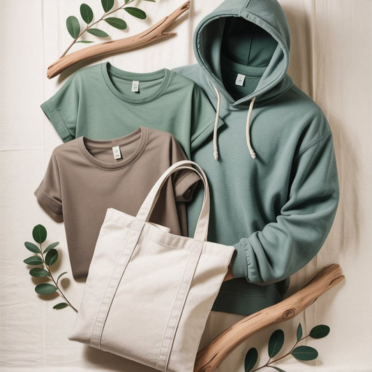 Flat lay of eco-friendly clothing and accessories for beginners. A visual guide to starting a sustainable wardrobe in the USA.