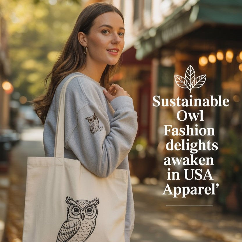 Awaken your wardrobe with sustainable owl-inspired apparel in the USA—eco fabrics, ethical style, and cozy autumn fashion.