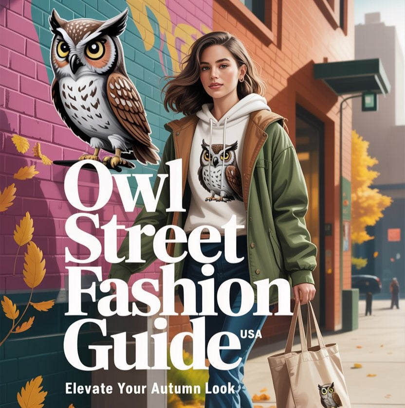 Owl street fashion guide for autumn — eco hoodies, tote bags, and sustainable streetwear styles designed for USA city life.
