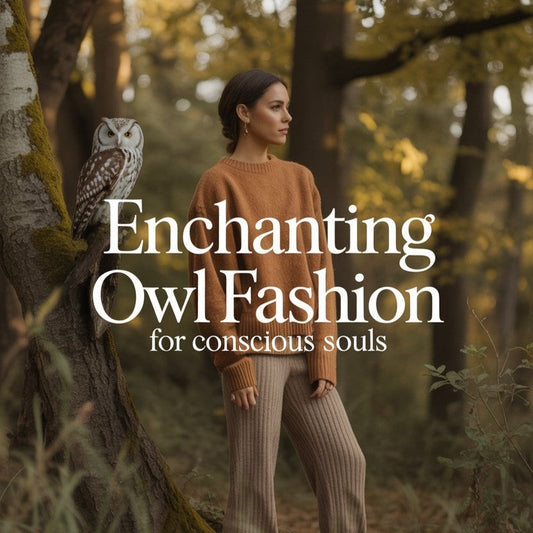 Discover enchanting owl-inspired fashion for conscious souls — sustainable autumn style blending wisdom, comfort, and nature.