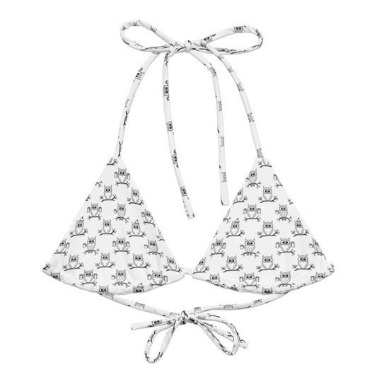 All-Over Print Recycled String Bikini Top – Eco-Friendly Swimwear