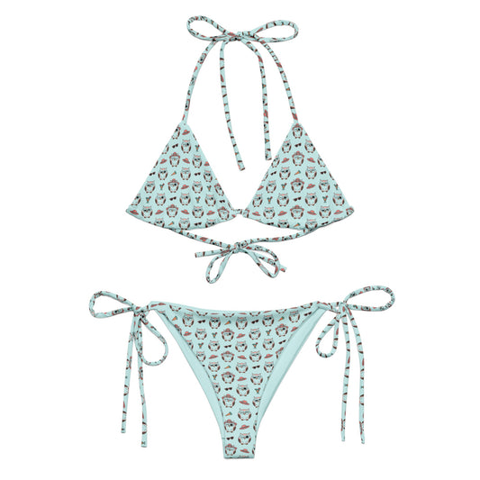 Owl Print Recycled Bikini – Eco-Friendly All-Over String Design