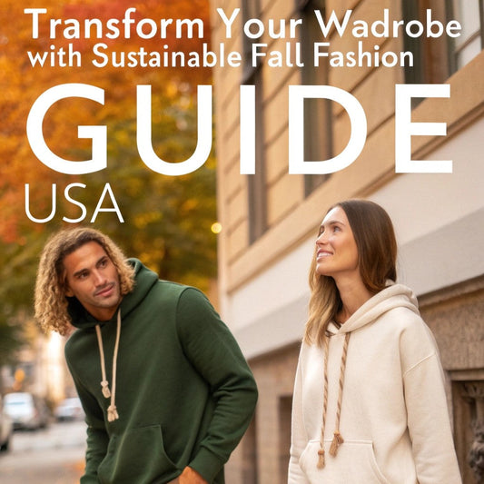 Model in eco-friendly fall fashion outfits with owl embroidery. Sustainable USA wardrobe guide blending comfort, ethics, and autumn style.