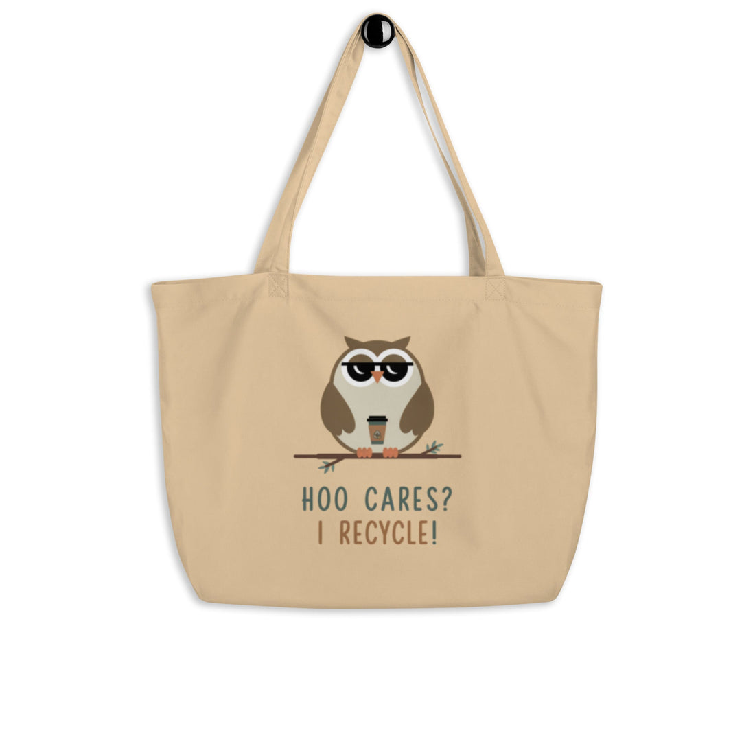Large Organic Tote Bag | Sustainable & Spacious for Owl Lover