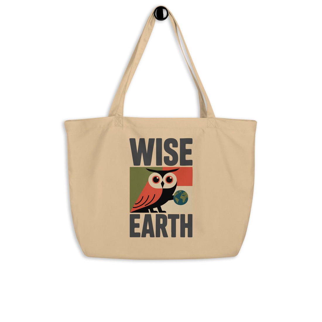 Large Organic Tote Bag – Earth Guardian Owl Print | Sustainable Owl Lifestyle