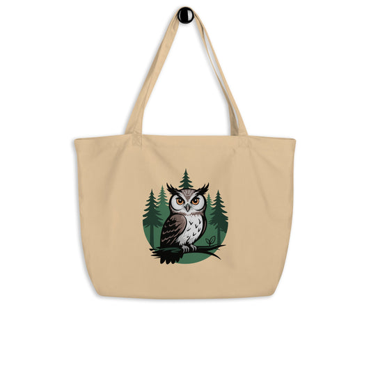 Large Organic Tote Bag – Forest Owl Print | Sustainable Owl Lifestyle