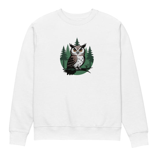 Unisex Eco Sweatshirt – Gentle Owl Print | Eco-Friendly Owl Clothing
