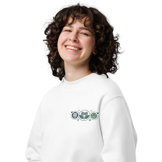 Eco-Friendly Owl Clothing Embroidered Unisex Organic Mid-Weight Sweatshirt Awaken Gently