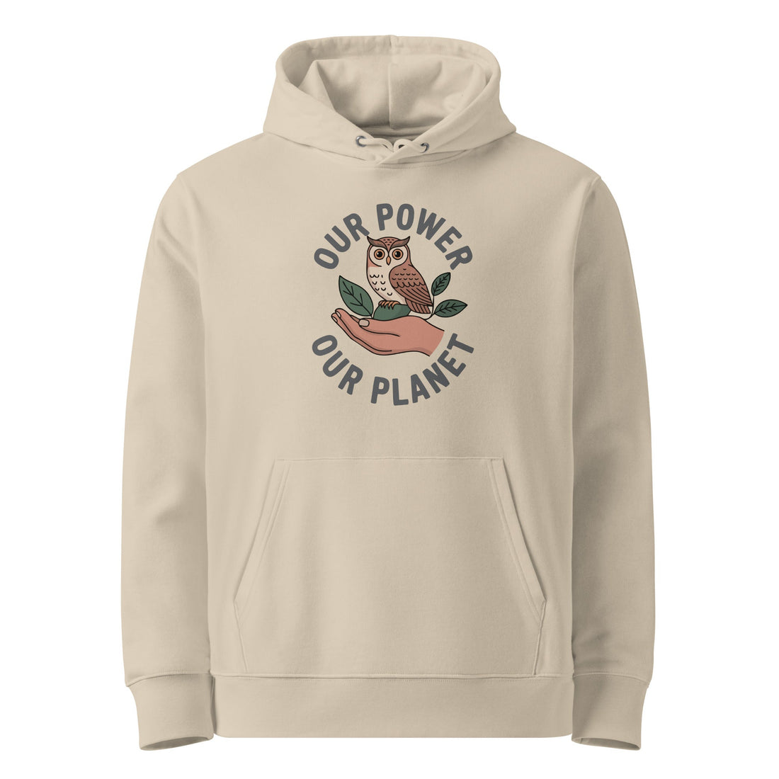 Eco-Friendly Owl Clothing Unisex Essential Organic Hoodie – “Our Power, Our Planet” Owl Print
