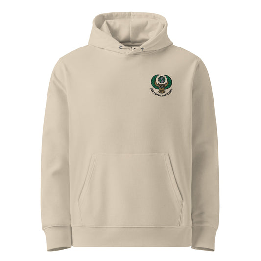 Eco-Friendly Owl Clothing Unisex Essential Organic Hoodie – “Our Power, Our Planet” Embroidery