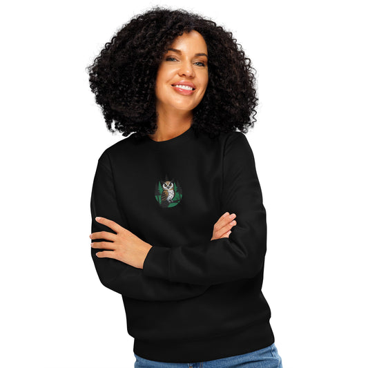 Unisex Organic Mid-Weight Sweatshirt – Earth Guardian Owl Print | Eco-Friendly Owl Clothing
