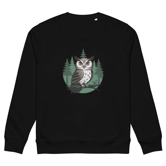 Unisex Organic Mid-Weight Sweatshirt – Nature Owl Print | Eco-Friendly Owl Clothing