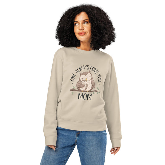 Unisex Organic Mid-Weight Sweatshirt – Owl-Themed Eco-Friendly Pullover for Comfort and Style