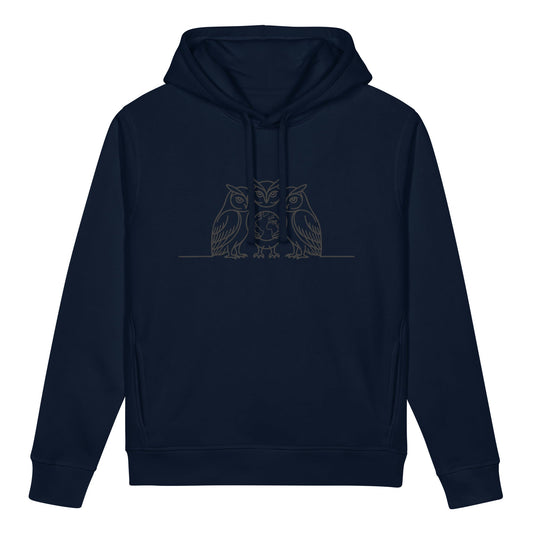 Women’s Organic Crew Neck Sweatshirt – Minimal Owl Print | Eco-Friendly Owl Clothing