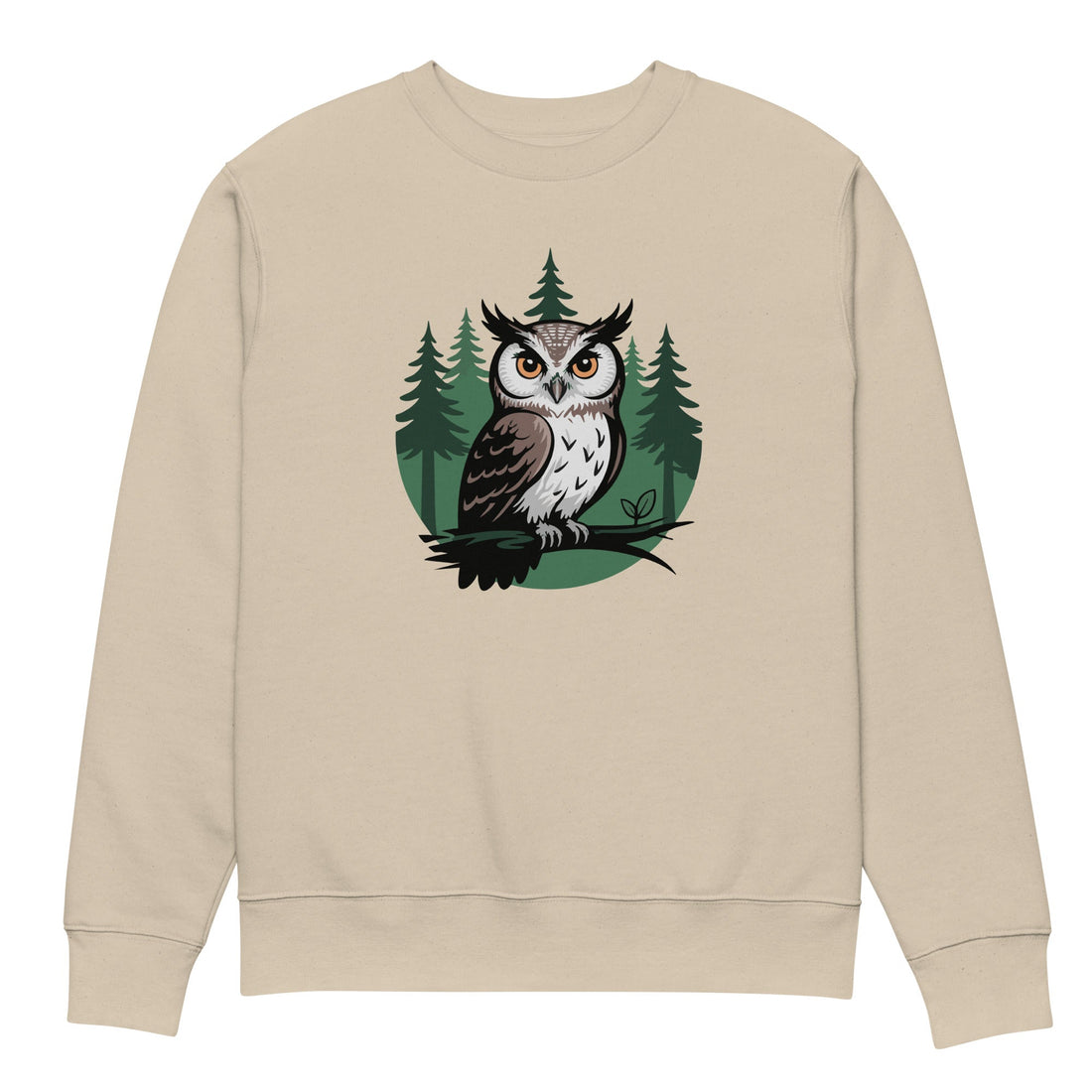 Unisex Organic Raglan Sweatshirt – Earth Owl Print | Eco-Friendly Owl Clothing