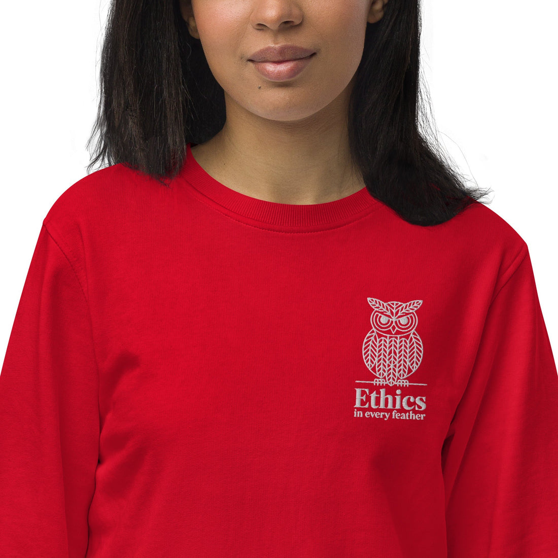 Eco-Friendly Owl Clothing Embroidered Unisex Organic Raglan Sweatshirt Grow With Care