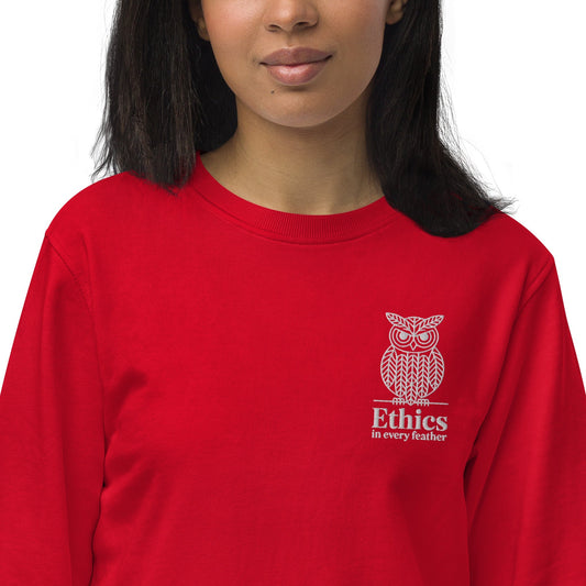 Eco-Friendly Owl Clothing Embroidered Unisex Organic Raglan Sweatshirt Grow With Care