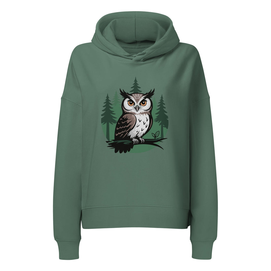 Women’s Organic Mid-Weight Hoodie – Forest Owl Print | Eco-Friendly Owl Clothing