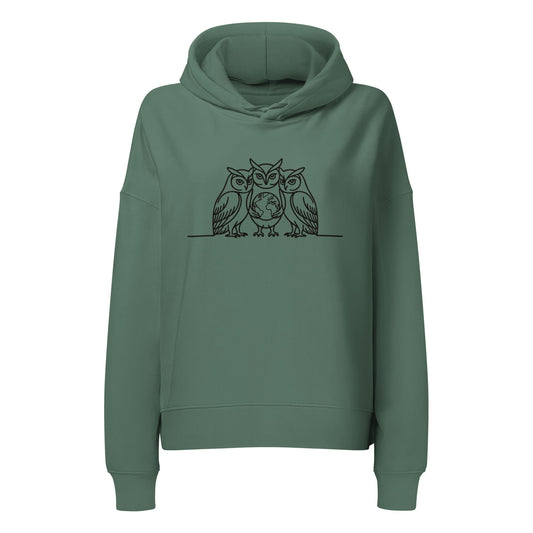Eco-Friendly Owl Clothing Women’s Organic Crew Neck Sweatshirt – “Our Power, Our Planet” Embroidery