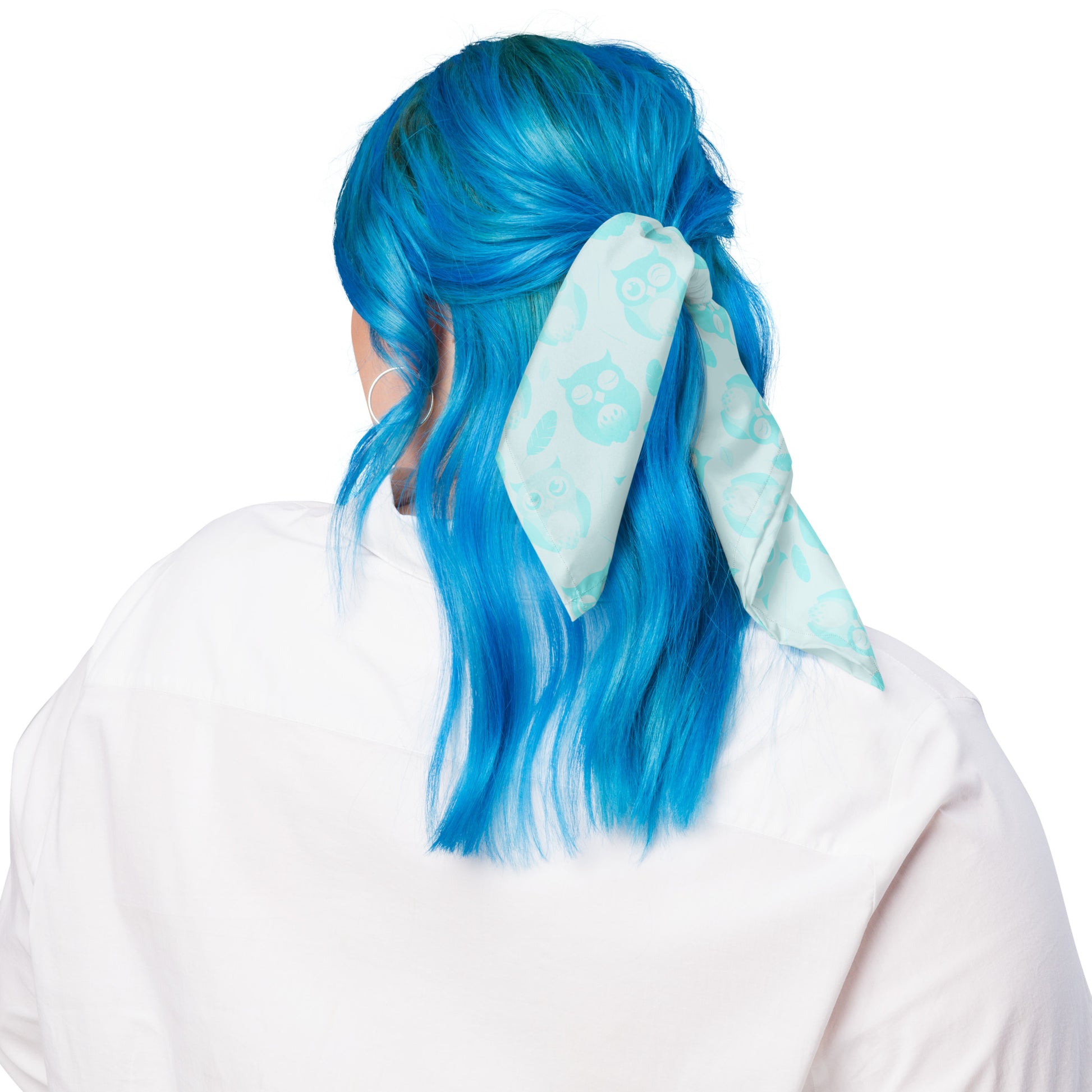 All-over print bandana featuring a stylish and versatile owl theme, perfect for adding a unique touch to your outfit.