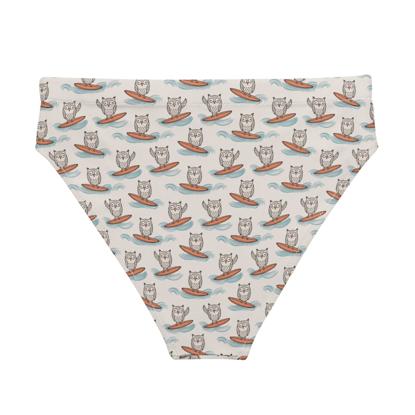 Owl-Tide Recycled High-Waisted Bikini Bottom – Eco-Conscious Swimwear for Sustainable Beach Days Dudeily