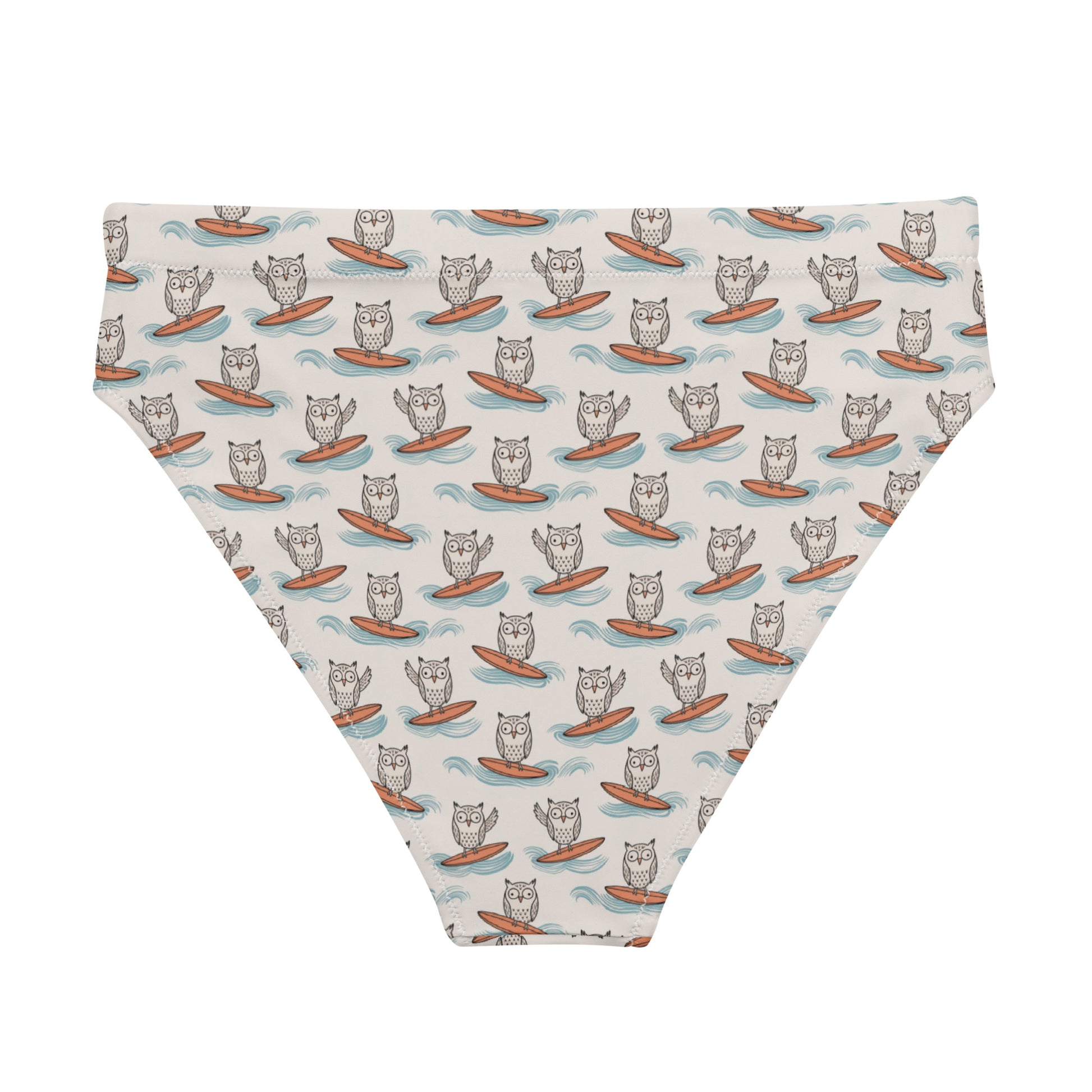 Owl-Tide Recycled High-Waisted Bikini Bottom – Eco-Conscious Swimwear for Sustainable Beach Days Dudeily