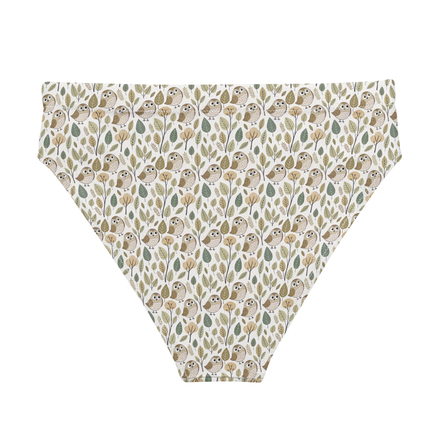 Owl-Themed Recycled High-Waisted Bikini Bottom – Sustainable Swimwear for Eco-Conscious Style Dudeily