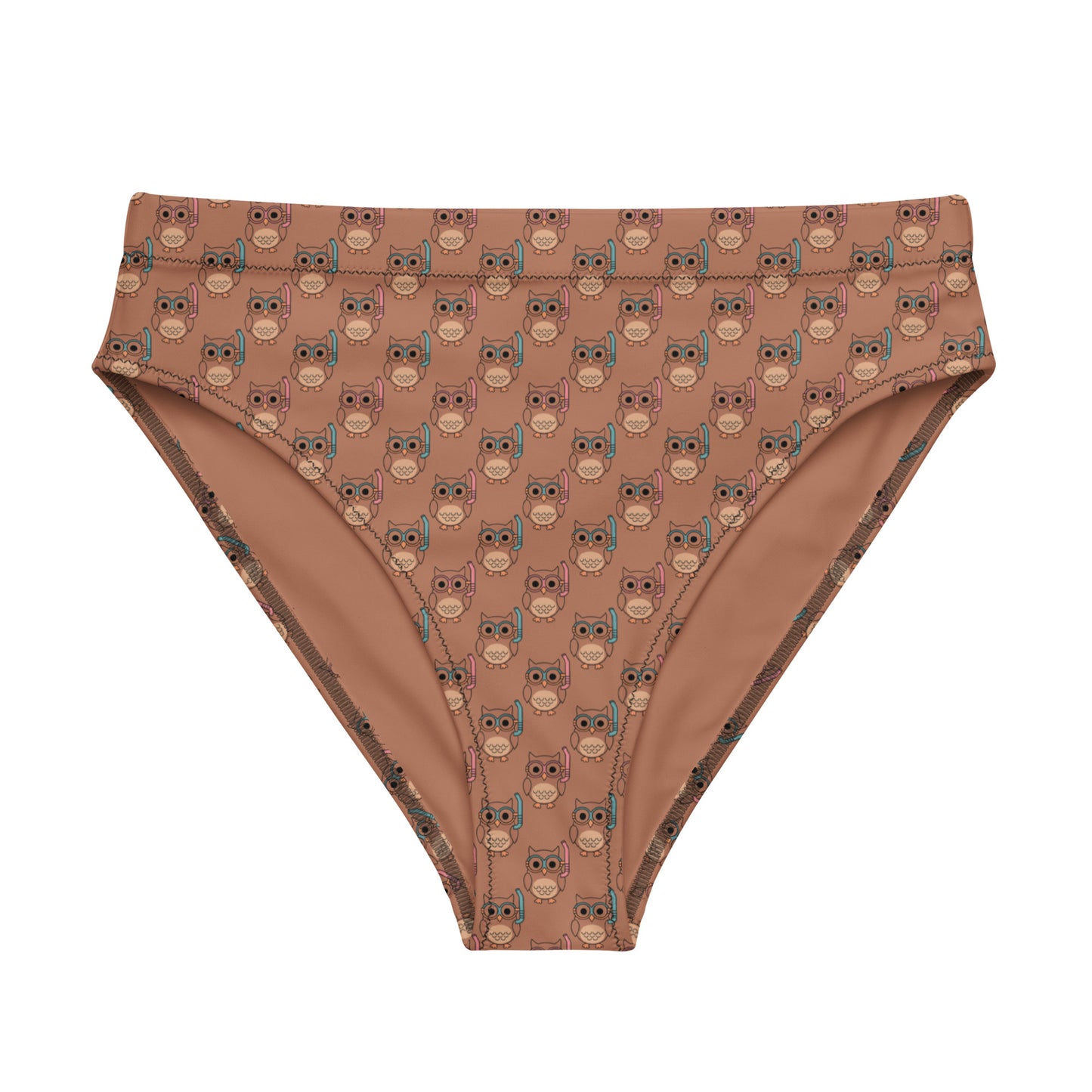 Owl-Tide Recycled High-Waisted Bikini Bottom – Eco-Friendly Swimwear for Sustainable Beach Style 3XL Dudeily