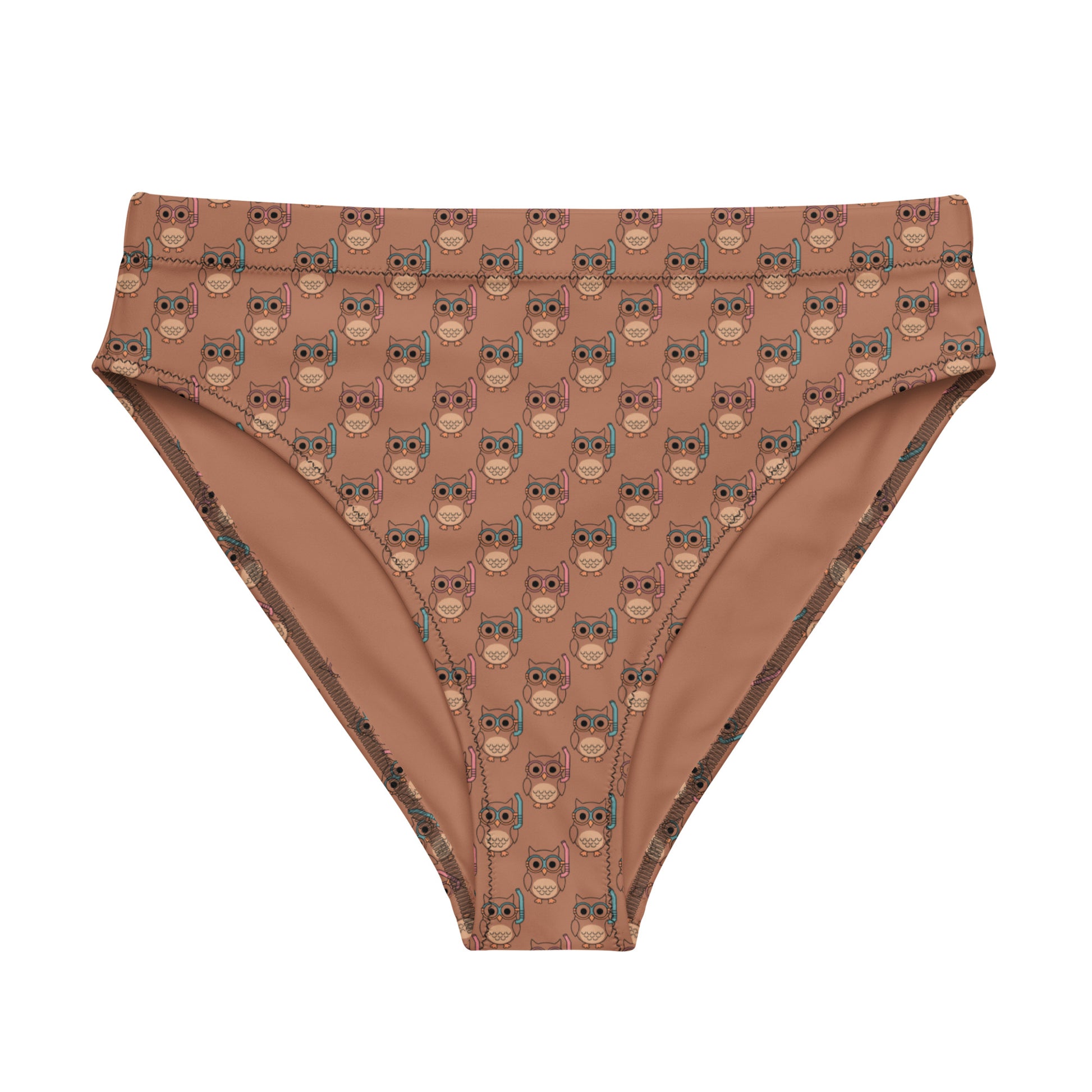 Owl-Tide Recycled High-Waisted Bikini Bottom – Eco-Friendly Swimwear for Sustainable Beach Style 3XL Dudeily