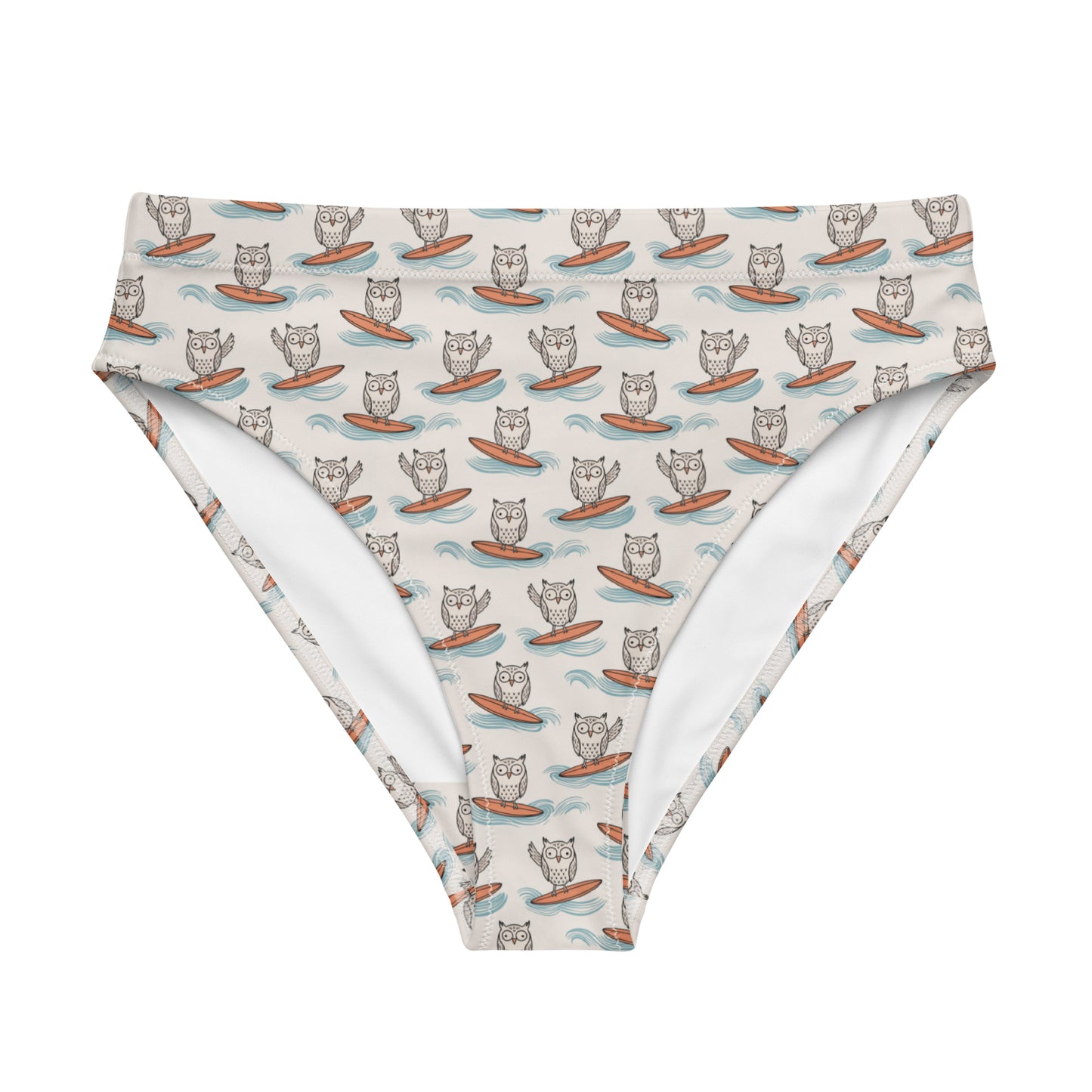 Owl-Tide Recycled High-Waisted Bikini Bottom – Eco-Conscious Swimwear for Sustainable Beach Days 3XL Dudeily