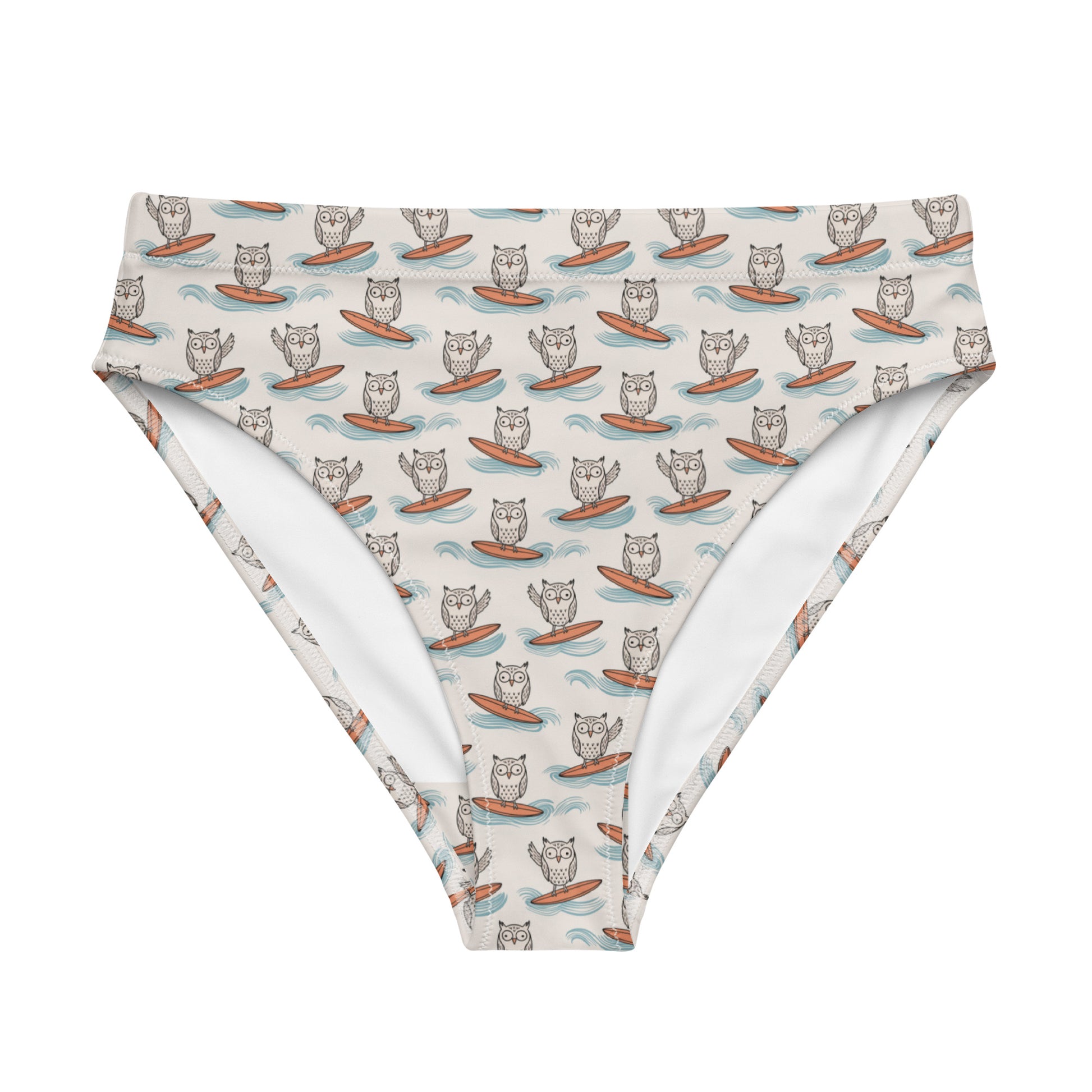 Owl-Tide Recycled High-Waisted Bikini Bottom – Eco-Conscious Swimwear for Sustainable Beach Days 3XL Dudeily