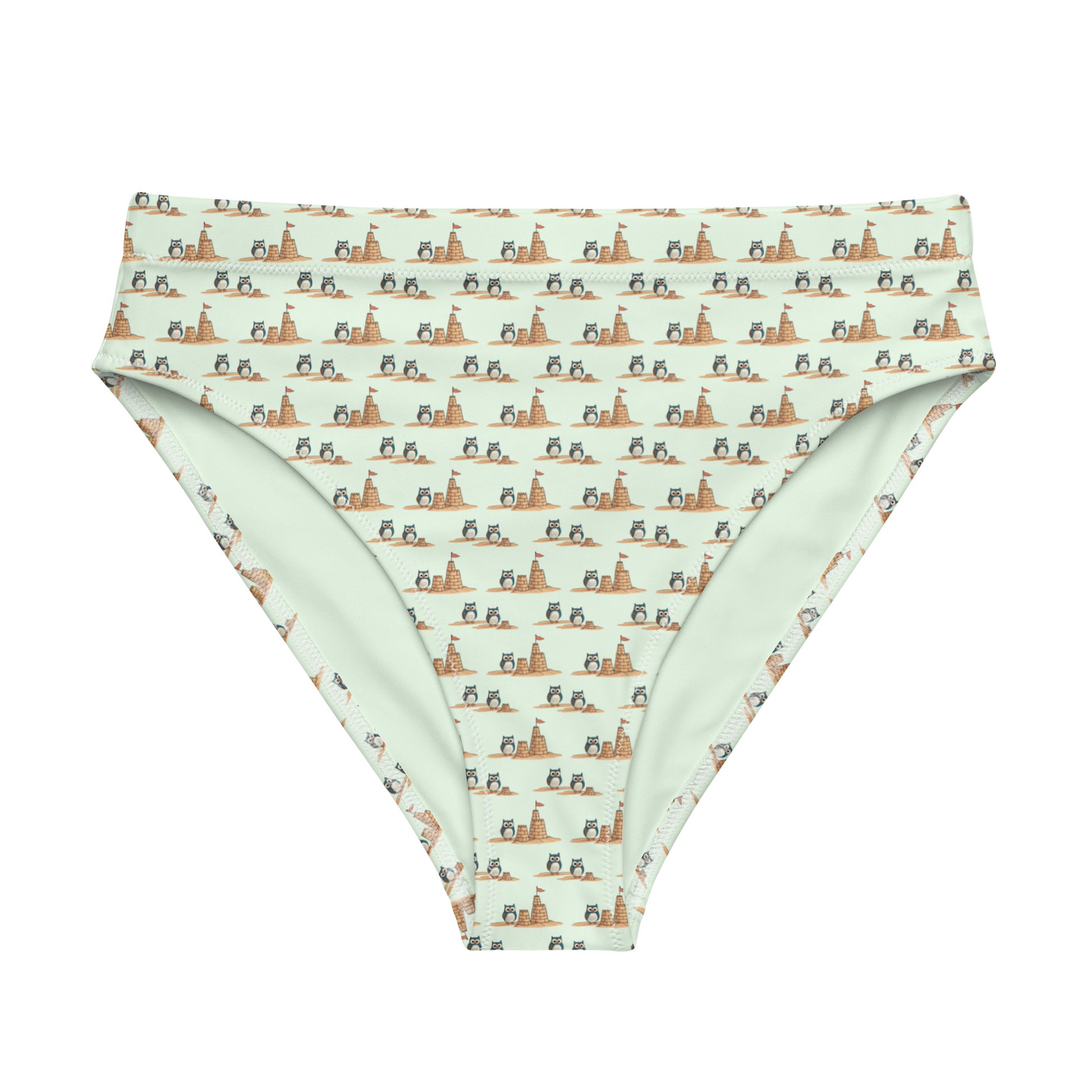 Owl-Tide Recycled High-Waisted Bikini Bottom – Eco-Friendly Swimwear for Sustainable Beach Style 3XL Dudeily
