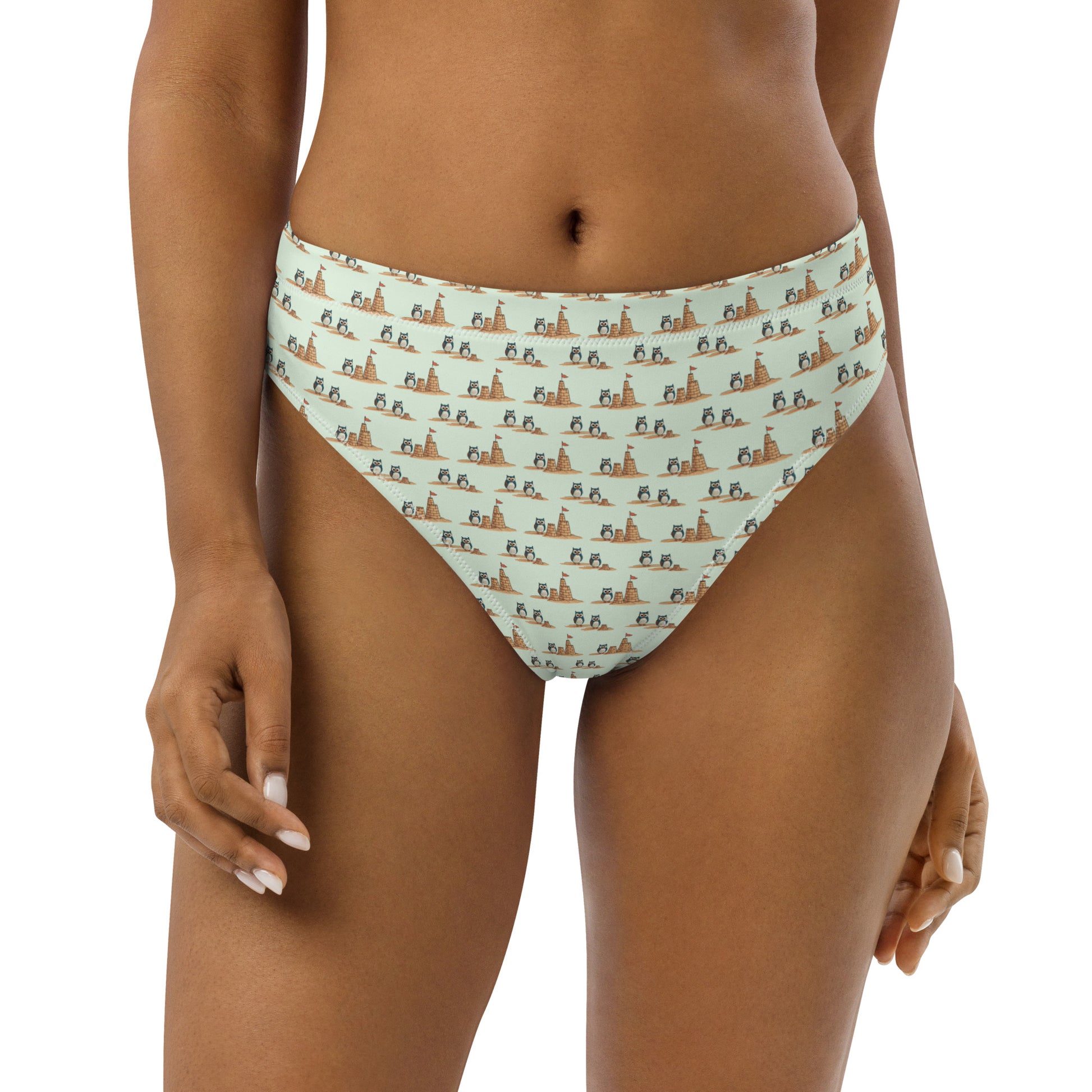 Owl-Tide Recycled High-Waisted Bikini Bottom – Eco-Friendly Swimwear for Sustainable Beach Style Dudeily