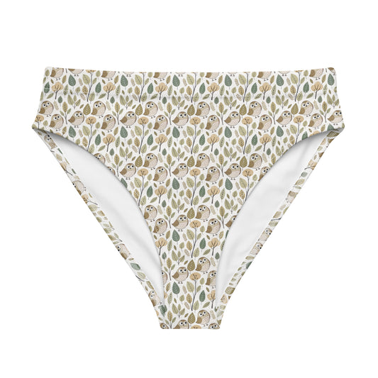 Owl-Themed Recycled High-Waisted Bikini Bottom – Sustainable Swimwear for Eco-Conscious Style 3XL Dudeily
