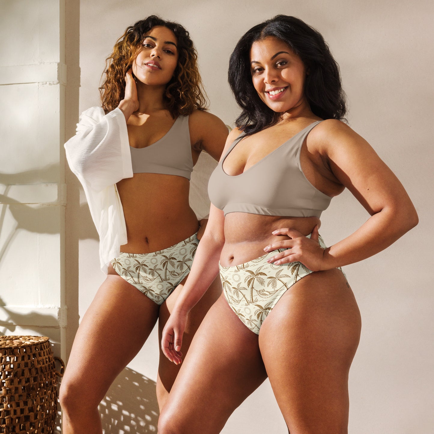 Owl-Themed Recycled High-Waisted Bikini Bottom – Sustainable Swimwear for Eco-Chic Adventures Dudeily