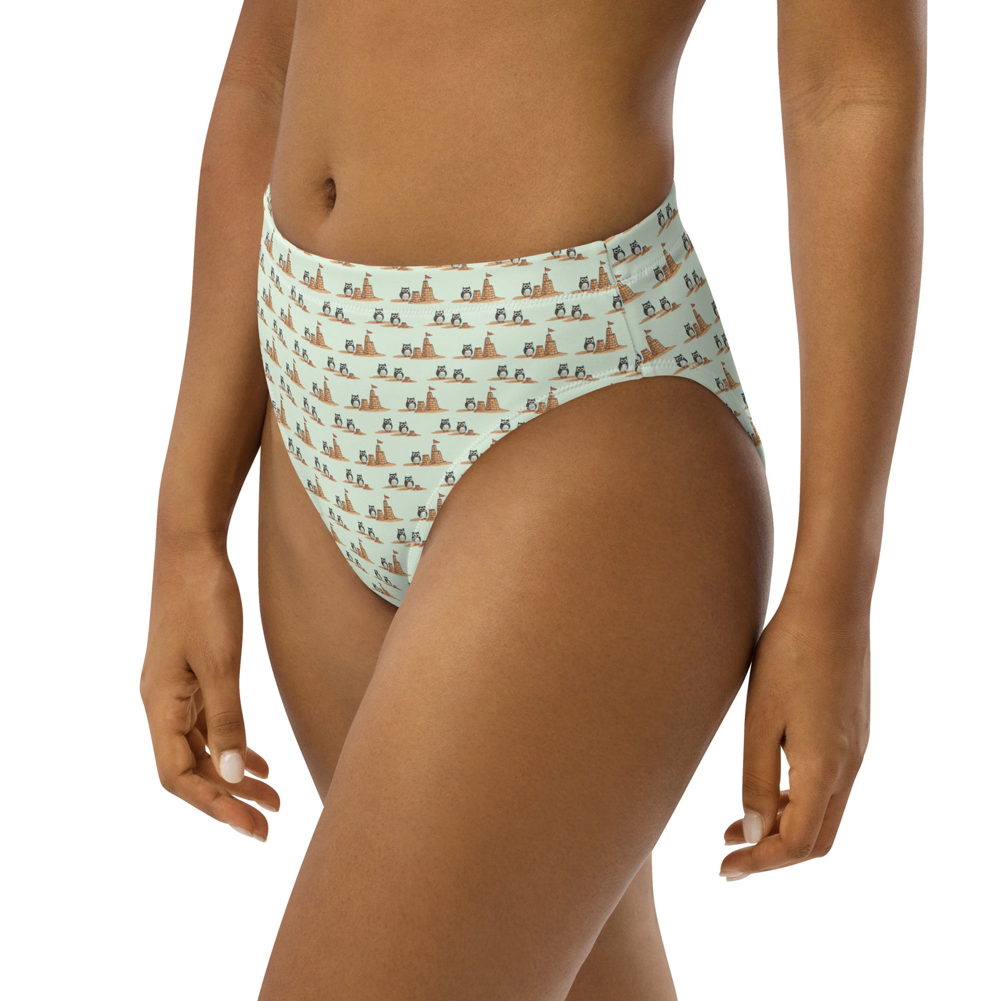 Owl-Tide Recycled High-Waisted Bikini Bottom – Eco-Friendly Swimwear for Sustainable Beach Style Dudeily