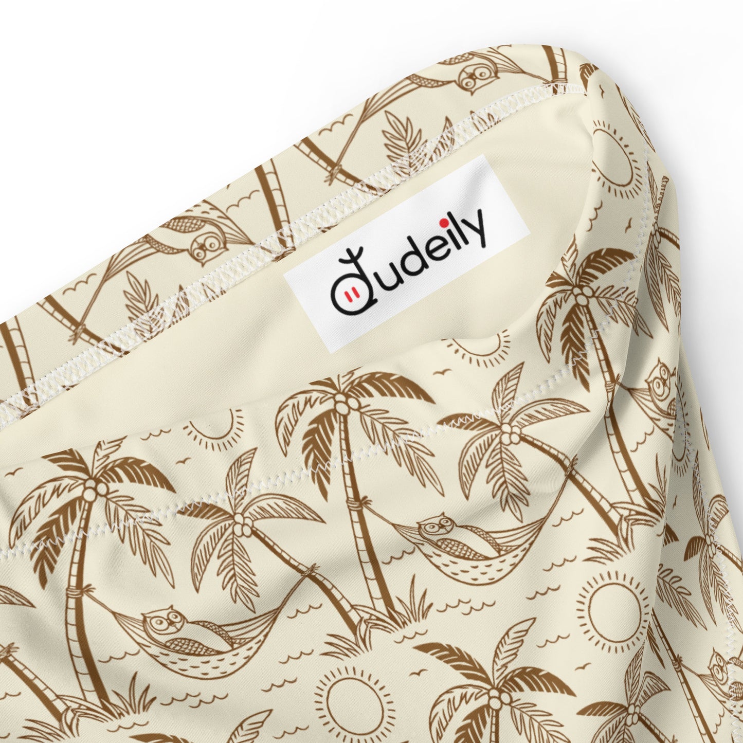 Owl-Themed Recycled High-Waisted Bikini Bottom – Sustainable Swimwear for Eco-Chic Adventures Dudeily