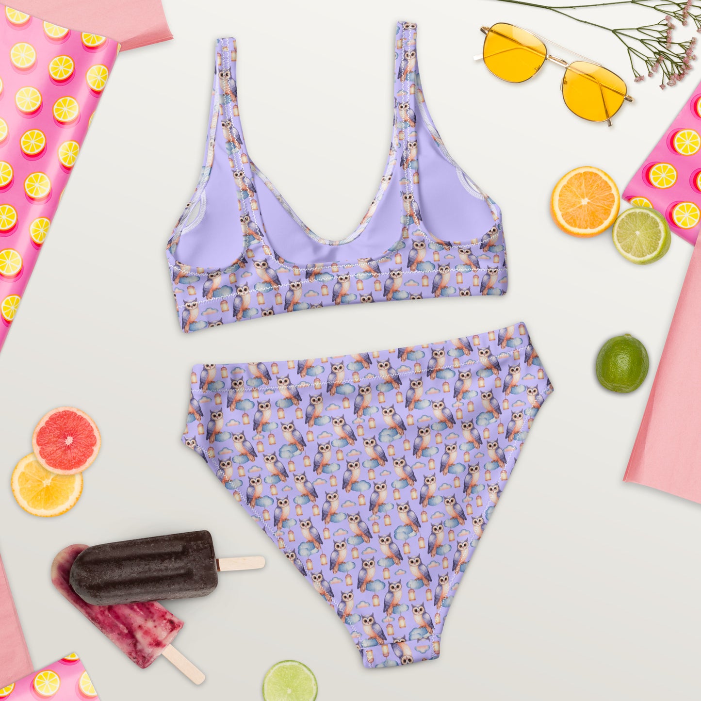 Owl-Themed Recycled High-Waisted Bikini – Sustainable & Eco-Friendly Dudeily