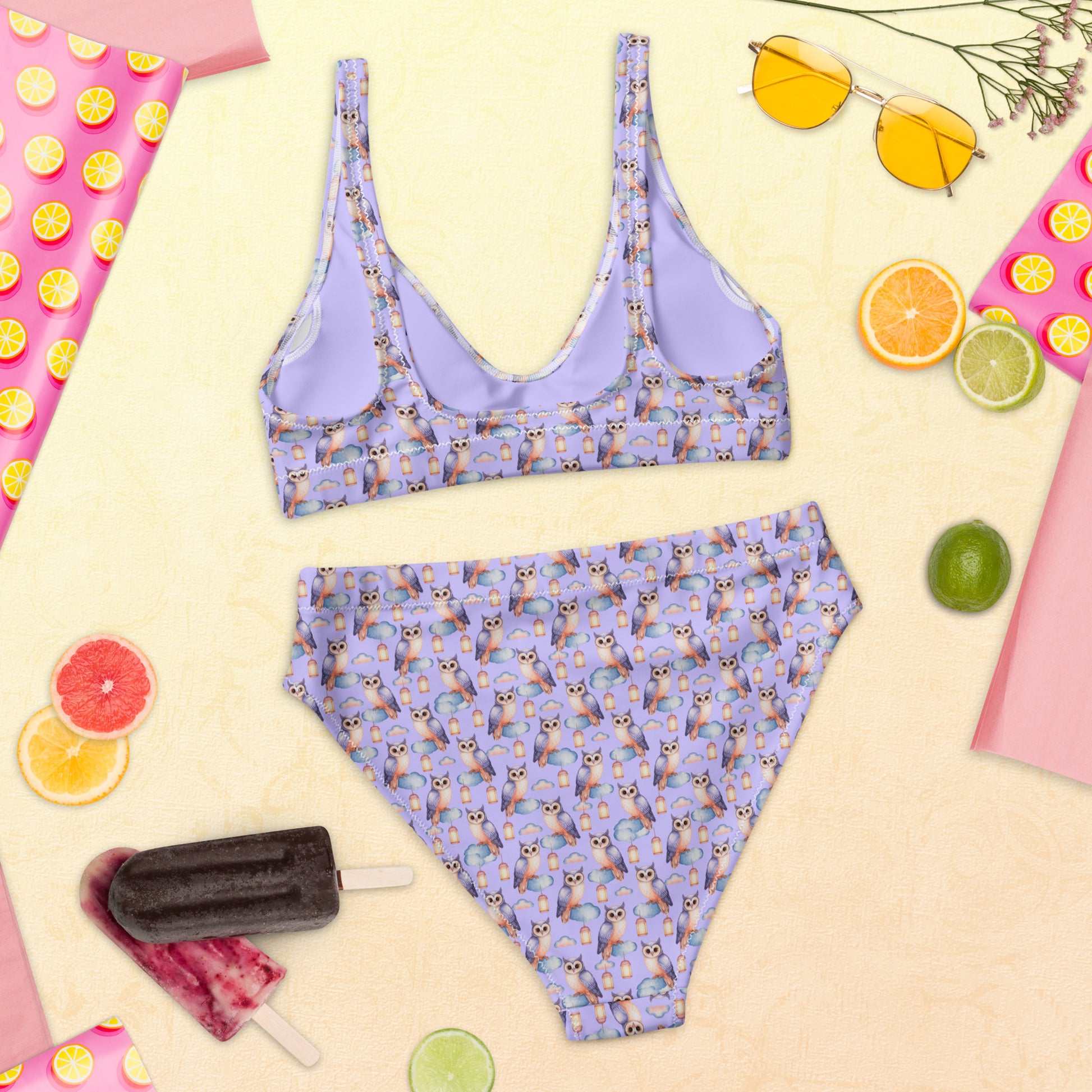 Owl-Themed Recycled High-Waisted Bikini – Sustainable & Eco-Friendly Dudeily