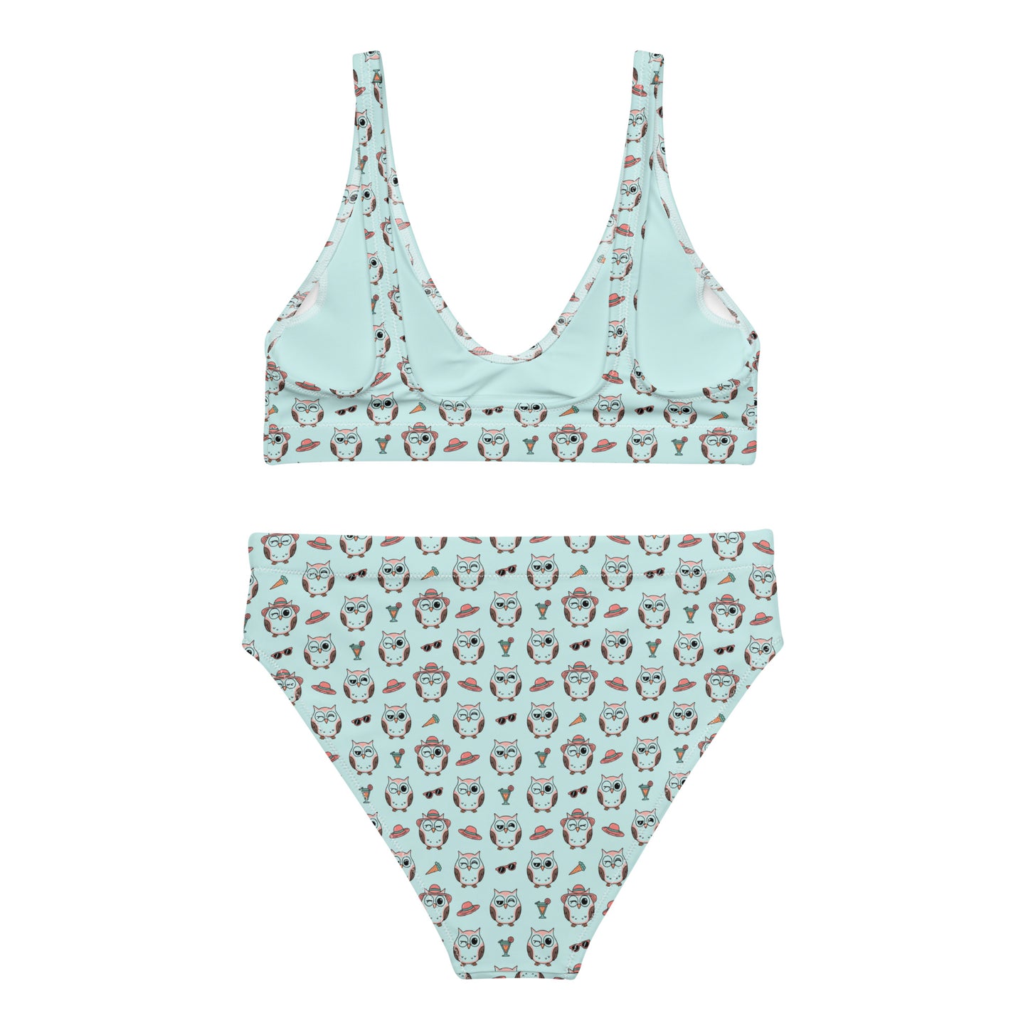 Owl Print Recycled High-Waisted Bikini – Eco-Friendly & Stylish Dudeily