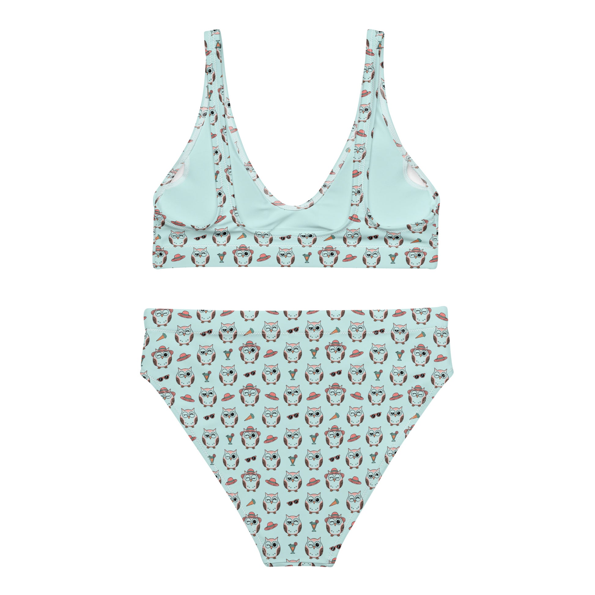 Owl Print Recycled High-Waisted Bikini – Eco-Friendly & Stylish Dudeily