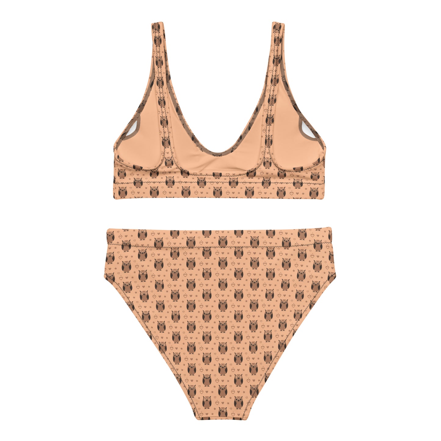 Recycled High-Waisted Bikini – Eco-Friendly Owl Print Swimwear Dudeily