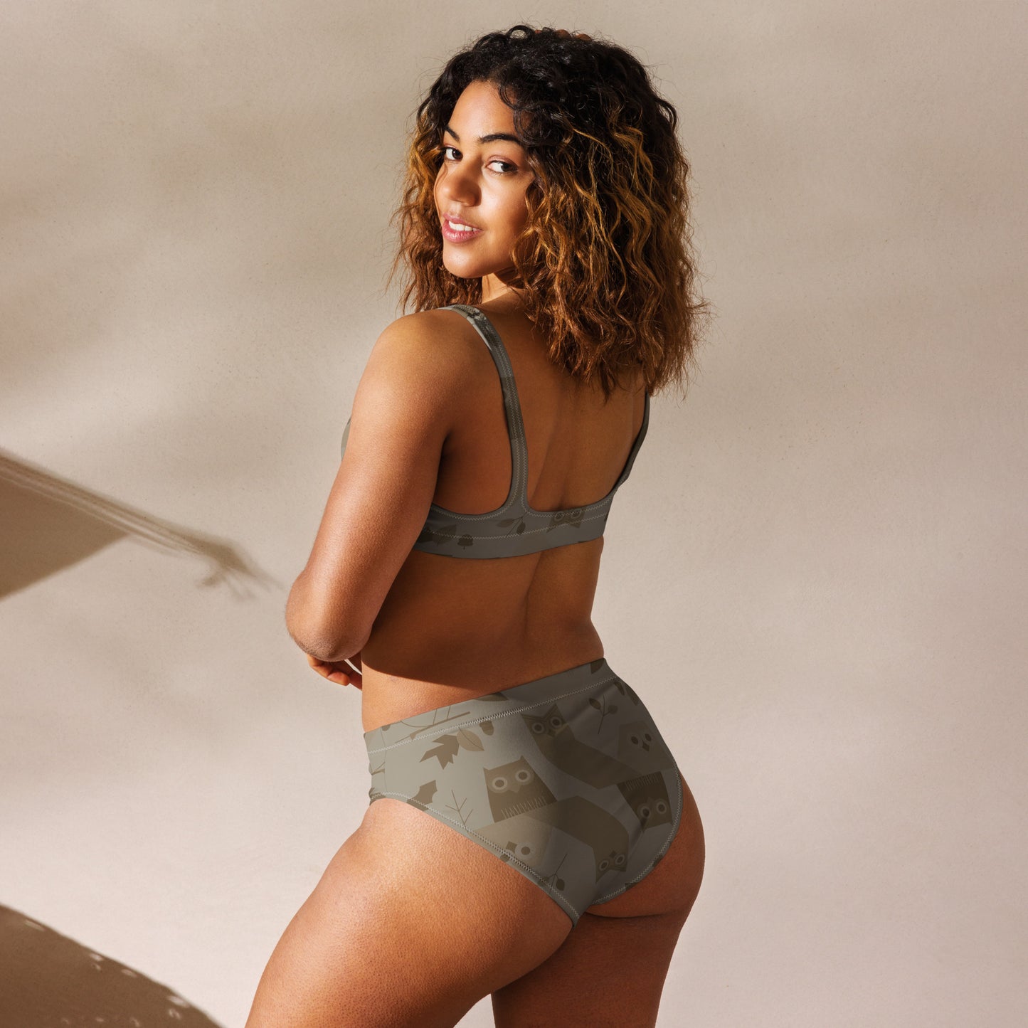Owl-Themed Recycled High-Waisted Bikini – Sustainable Fashion for Eco-Conscious Women Dudeily