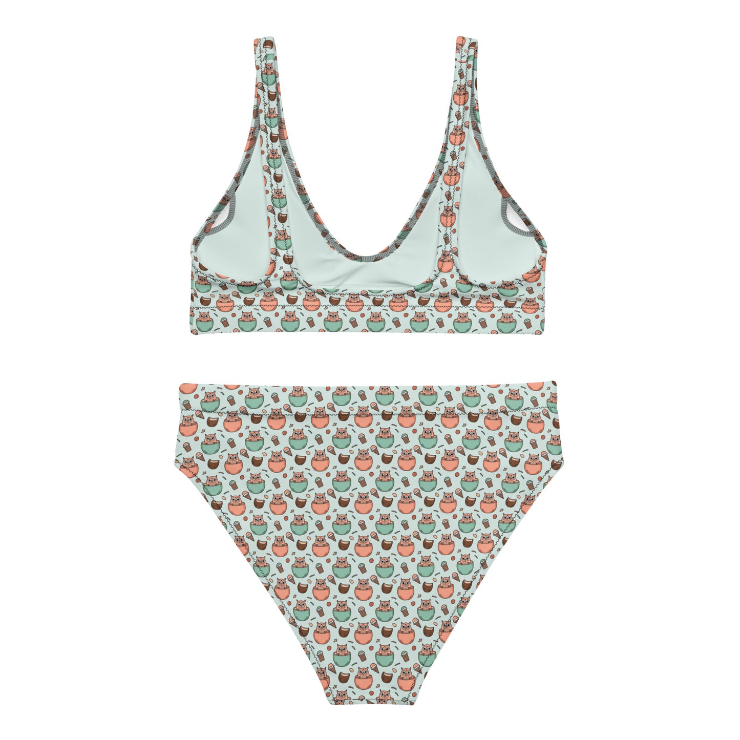 Eco Owl Recycled High-Waisted Bikini – Sustainable Swimwear for Conscious Beach Days Dudeily
