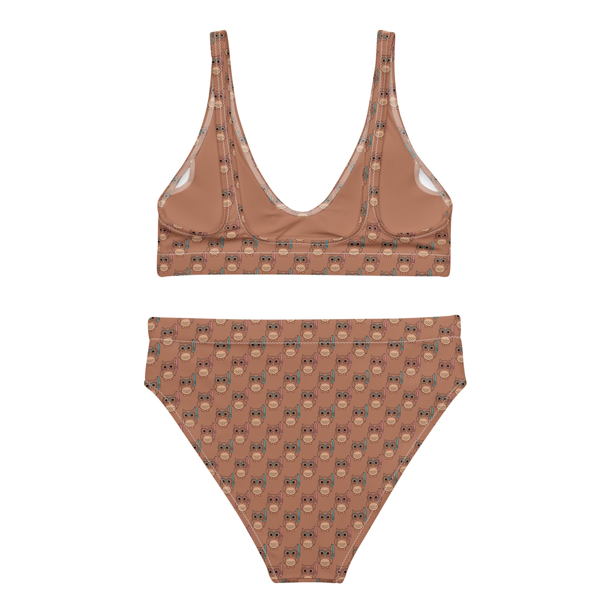 Eco-Friendly Owl Themed Recycled High-Waisted Bikini Dudeily