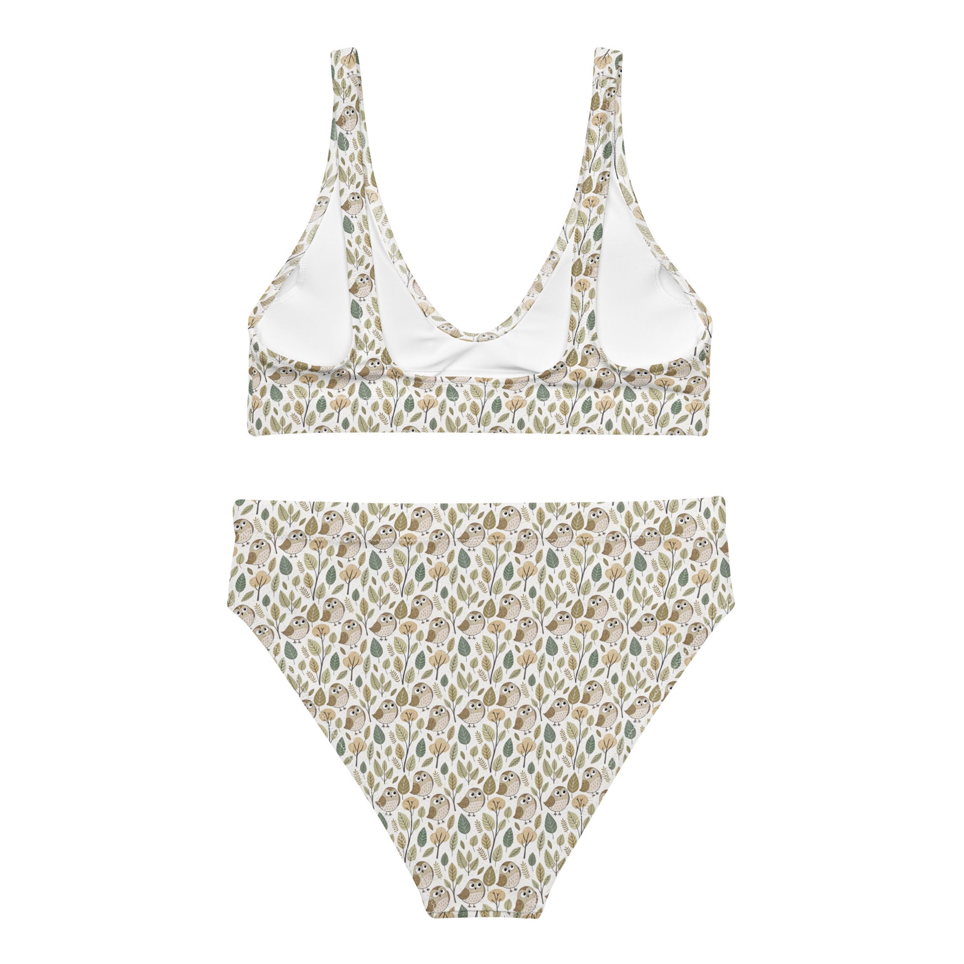 Owl-Themed Recycled High-Waisted Bikini – Sustainable Swim Set for Nature-Loving Women Dudeily