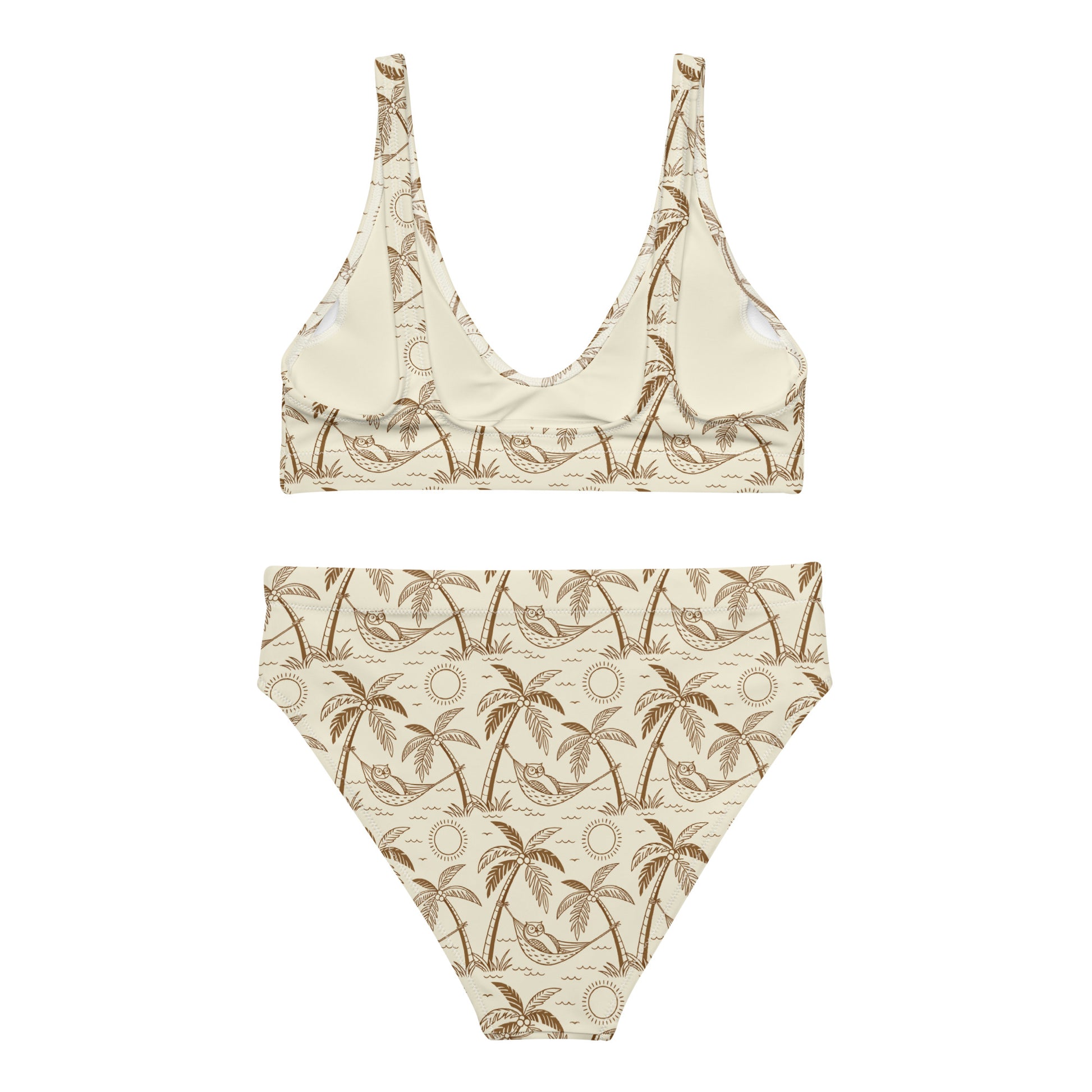 Owl-Themed Recycled High-Waisted Bikini – Sustainable Swimwear for Nature-Loving Women Dudeily