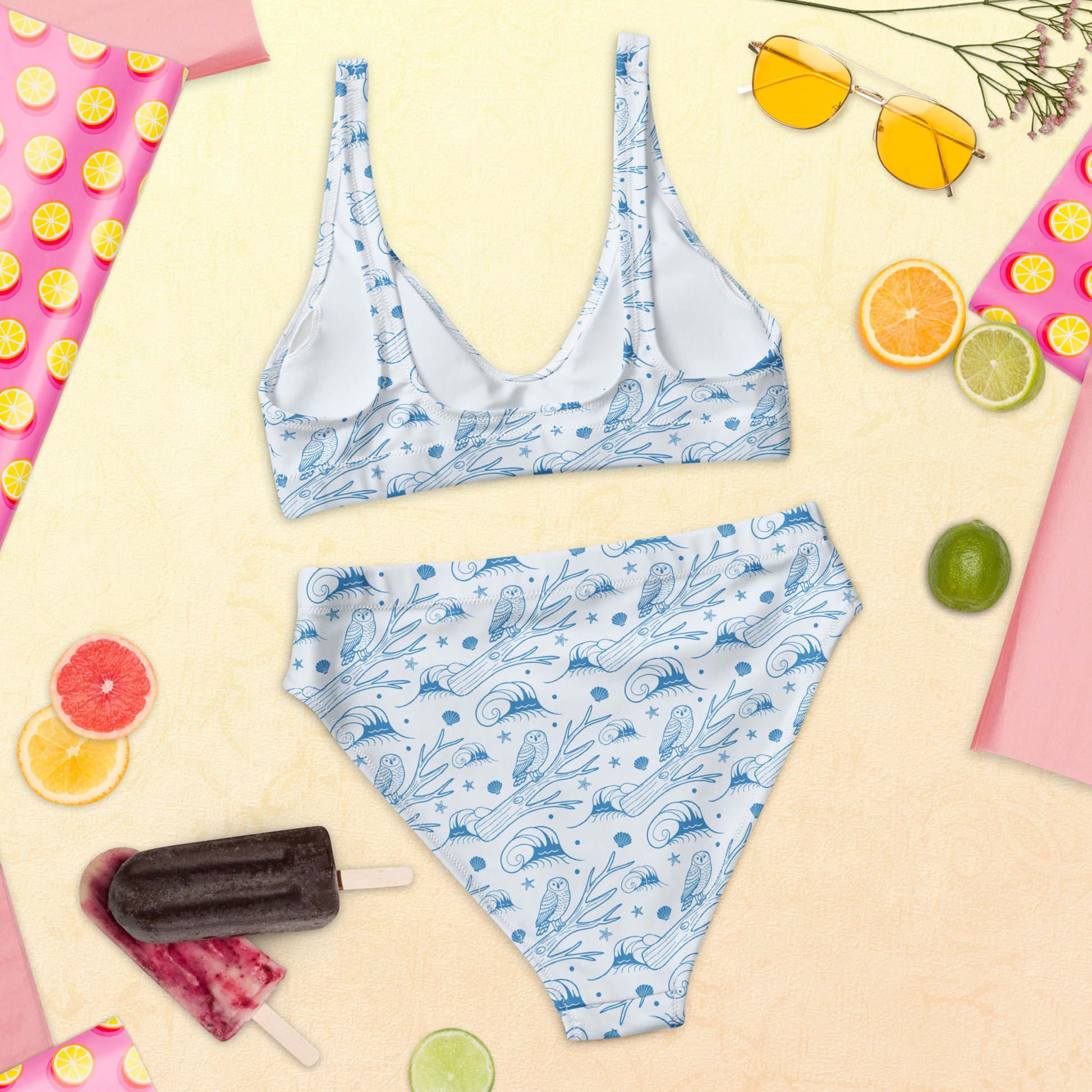 Twilight Owl Recycled High-Waisted Bikini – Ethical Swimwear for Eco-Loving Souls Dudeily