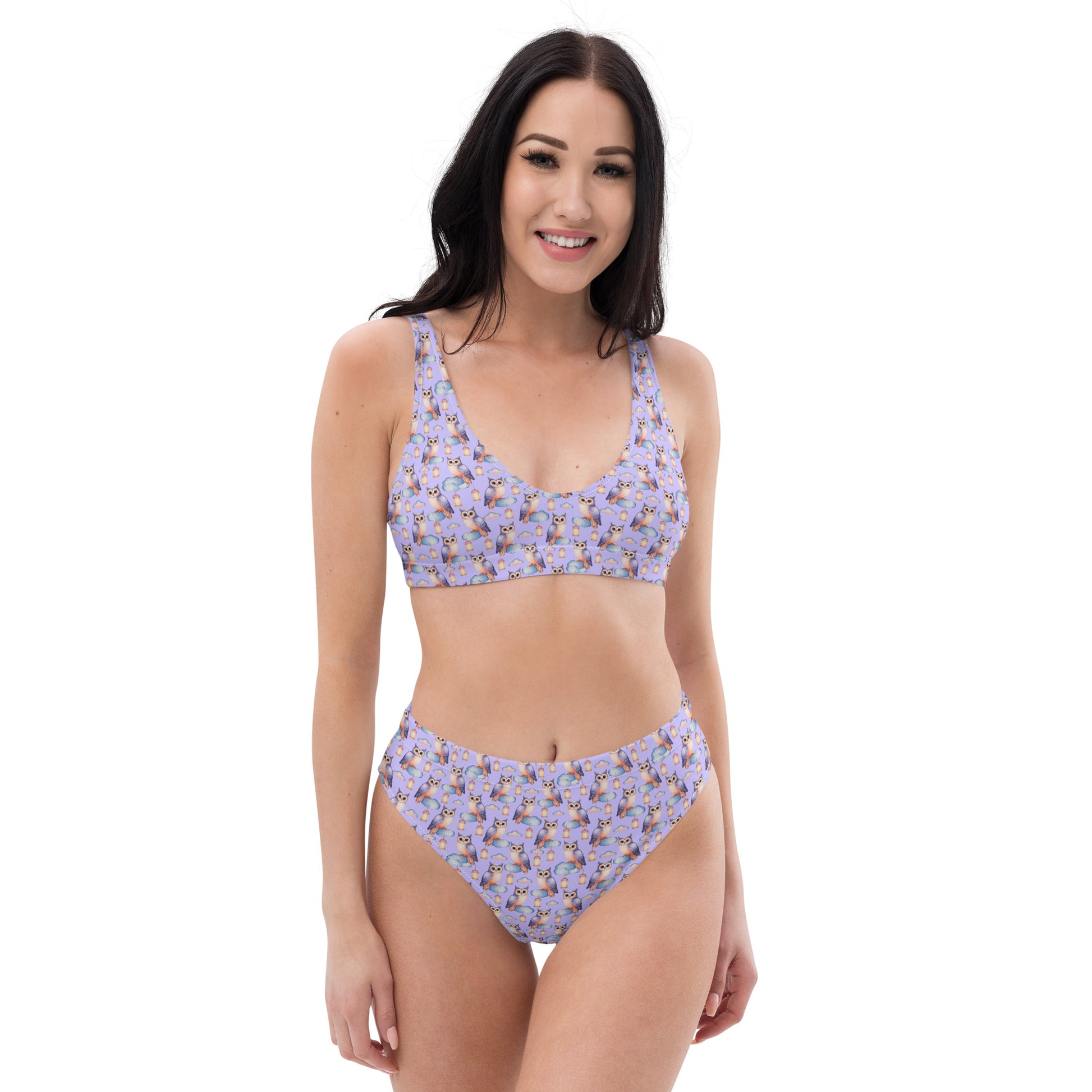 Owl-Themed Recycled High-Waisted Bikini – Sustainable & Eco-Friendly Dudeily